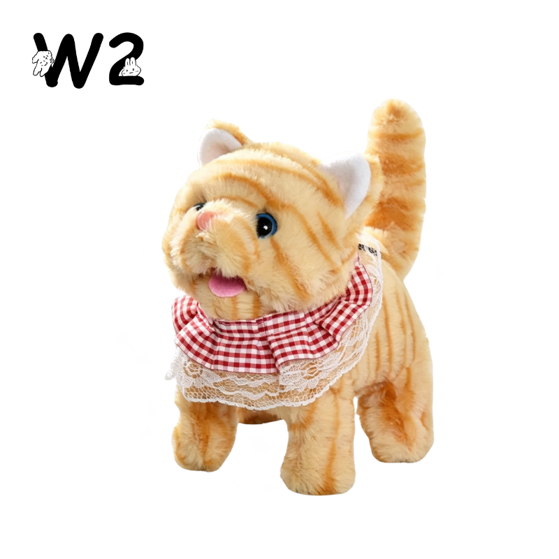 W2TOY Electric Plush Toy - Plaid Scarf Cat（1pcs）