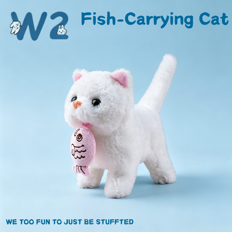 W2TOY Electric Plush Toy - Fish Carrying Cat（1pcs）