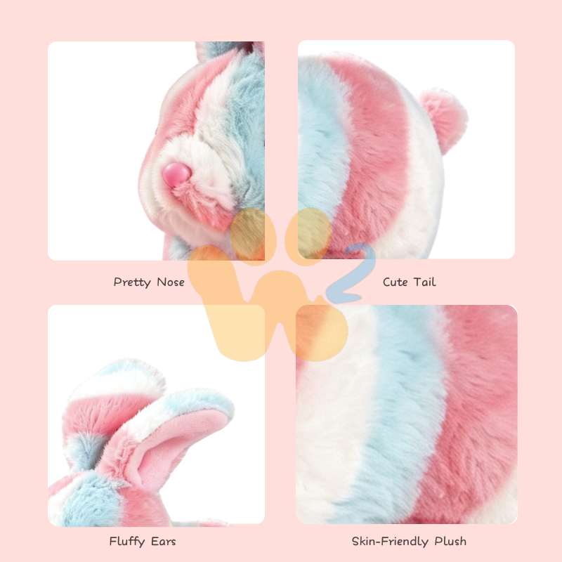 W2TOY Electric Plush Toy - Rainbow-Striped Rabbit (1 pcs）