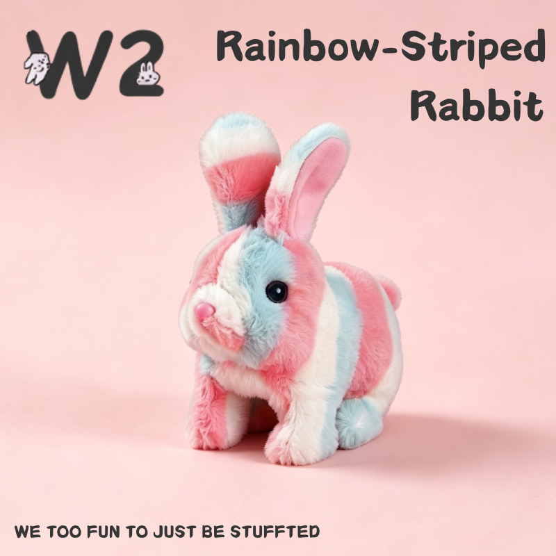 W2TOY Electric Plush Toy - Rainbow-Striped Rabbit (1 pcs）