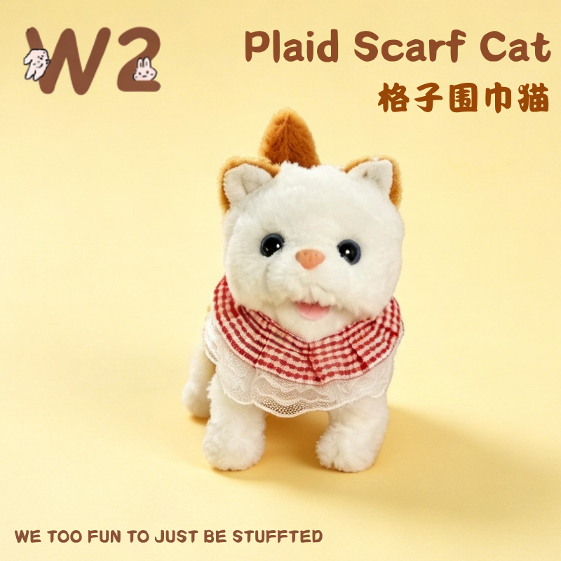 W2TOY Electric Plush Toy - Plaid Scarf Cat（1pcs）