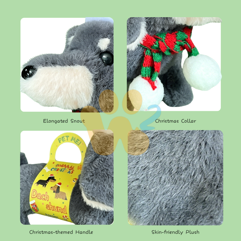 W2TOY Electric Plush Toy -Christmas Dachshund（1pcs）