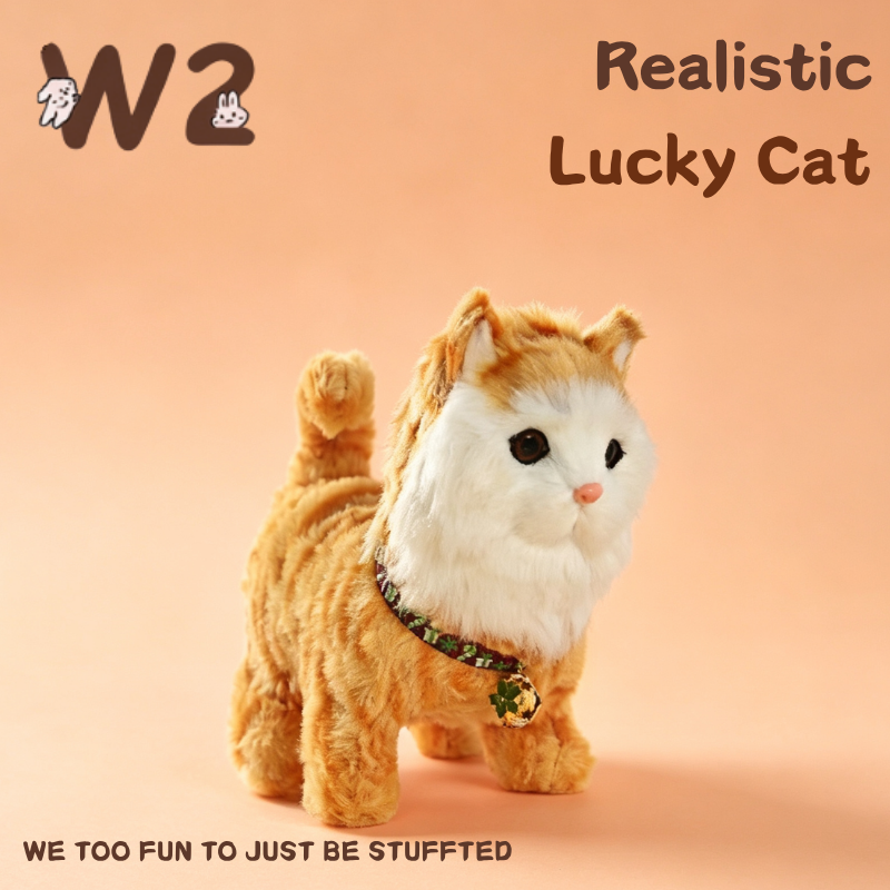 W2TOY Electric Plush Toy - Realistic Lucky Cat（1pcs）