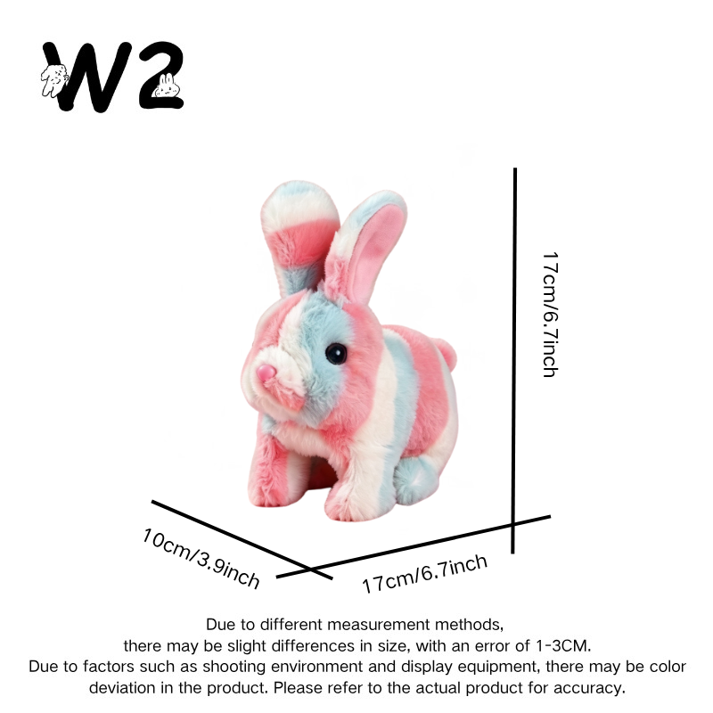 W2TOY Electric Plush Toy - Rainbow-Striped Rabbit (1 pcs）