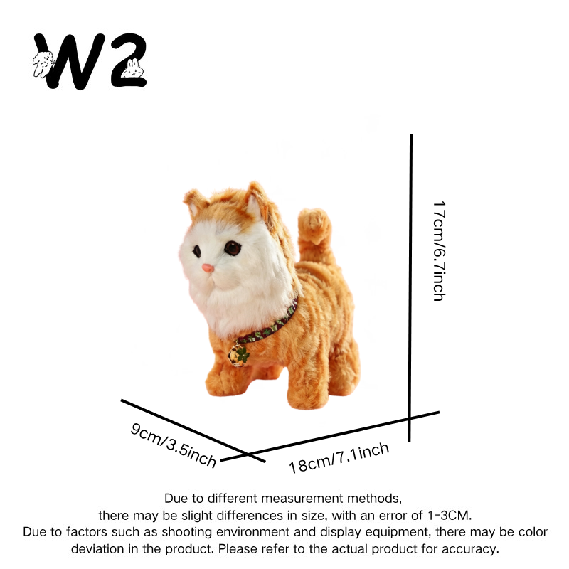 W2TOY Electric Plush Toy - Realistic Lucky Cat（1pcs）