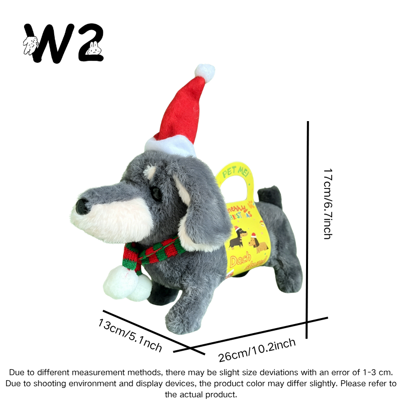 W2TOY Electric Plush Toy -Christmas Dachshund（1pcs）