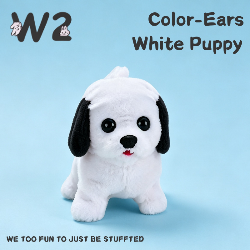 W2TOY Electric Plush Toy - Color Ears White Puppy（1pcs）