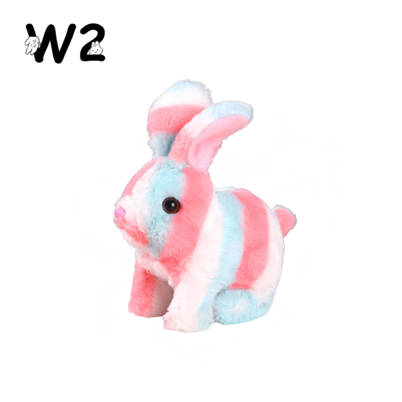 W2TOY Electric Plush Toy - Rainbow-Striped Rabbit (1 pcs）
