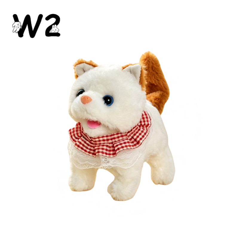 W2TOY Electric Plush Toy - Plaid Scarf Cat（1pcs）