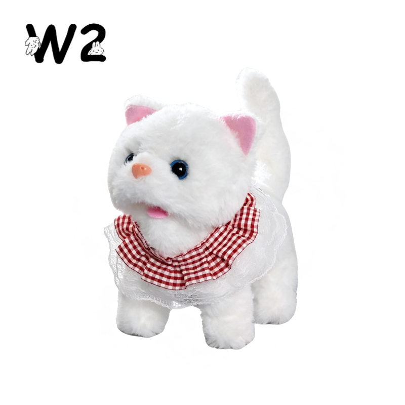 W2TOY Electric Plush Toy - Plaid Scarf Cat（1pcs）