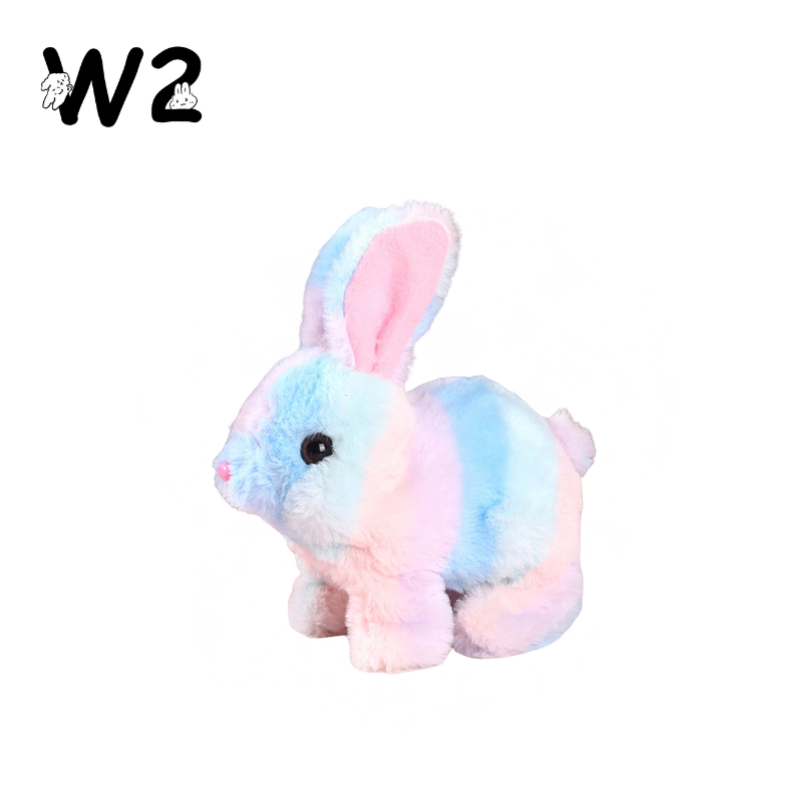 W2TOY Electric Plush Toy - Rainbow-Striped Rabbit (1 pcs）