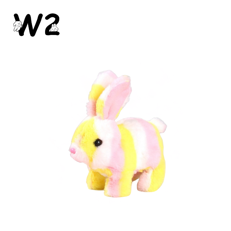 W2TOY Electric Plush Toy - Rainbow-Striped Rabbit (1 pcs）