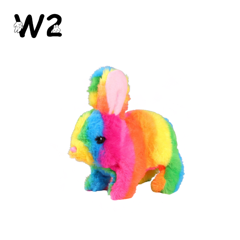 W2TOY Electric Plush Toy - Rainbow-Striped Rabbit (1 pcs）
