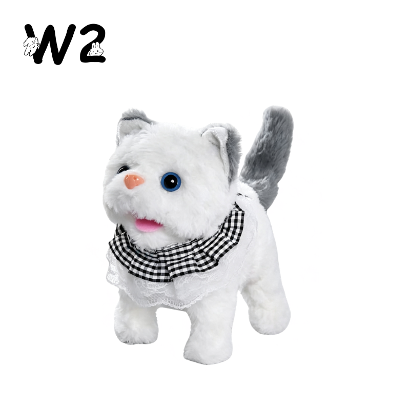 W2TOY Electric Plush Toy - Plaid Scarf Cat（1pcs）