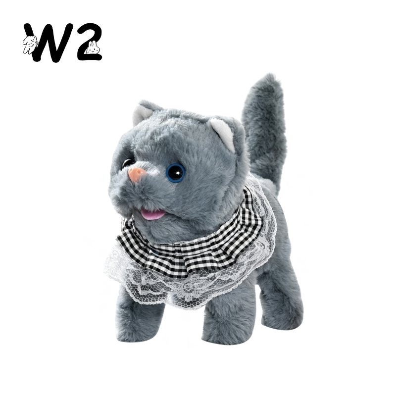 W2TOY Electric Plush Toy - Plaid Scarf Cat（1pcs）