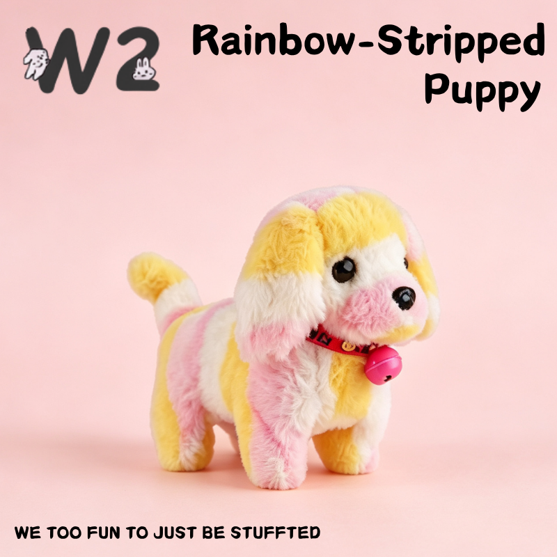 W2TOY Electric Plush Toy - Rainbow Stripped Puppy（1pcs）